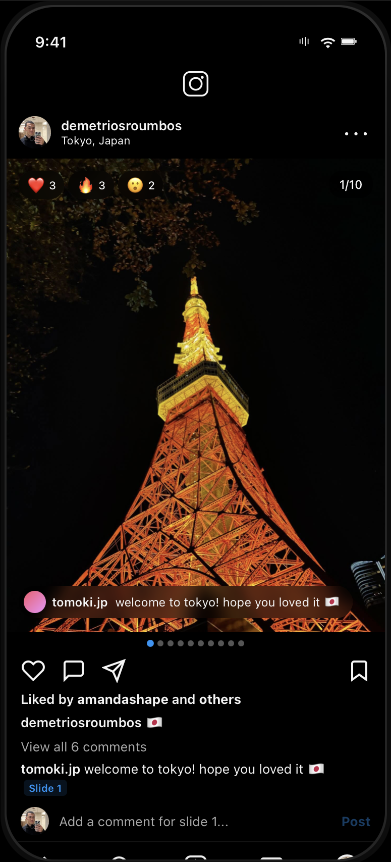 Instagram per-slide carousel engagement concept