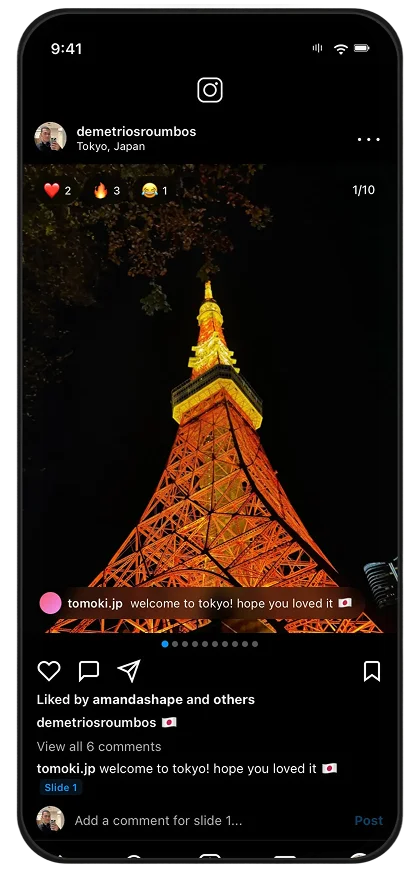 Instagram per-slide carousel engagement concept